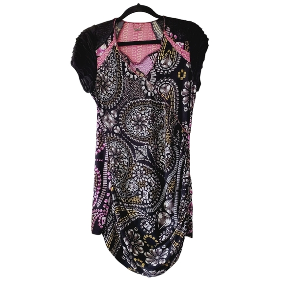 Cust Barcelona Y2K Artsy Asymmetric Draped Patchwork Tunic S - Picture 3 of 8